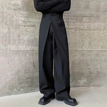 AIDASE  -  Men's Solid Color Straight Suit Trousers Korean Fashion Trend High Street Simple Loose Casual Breathable Summer New Men's Bottom aidase-shop